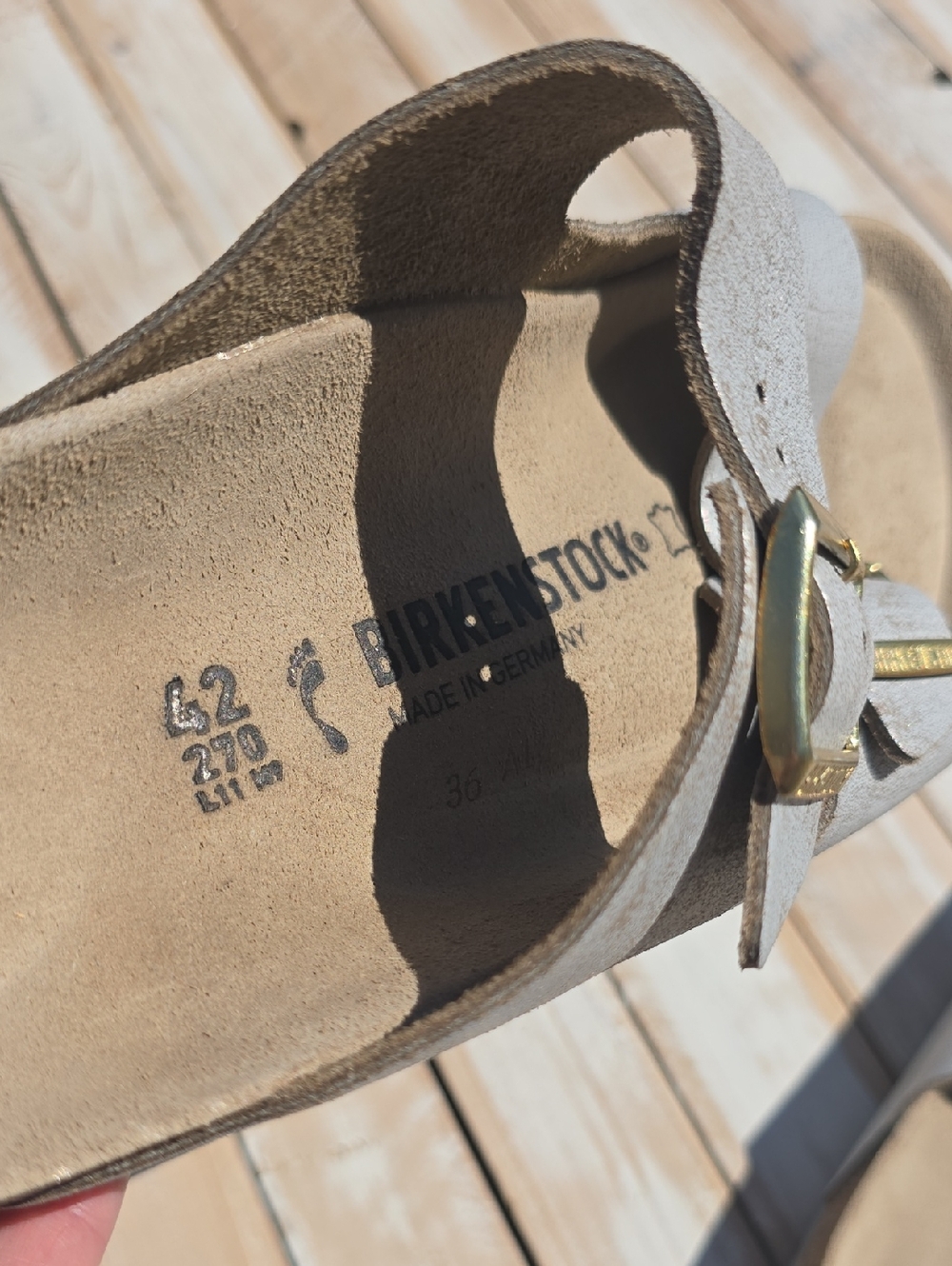 Birkenstock Arizona Big Buckle Washed Metallic Silver Leather Size 42 (11) - Picture 5 of 7